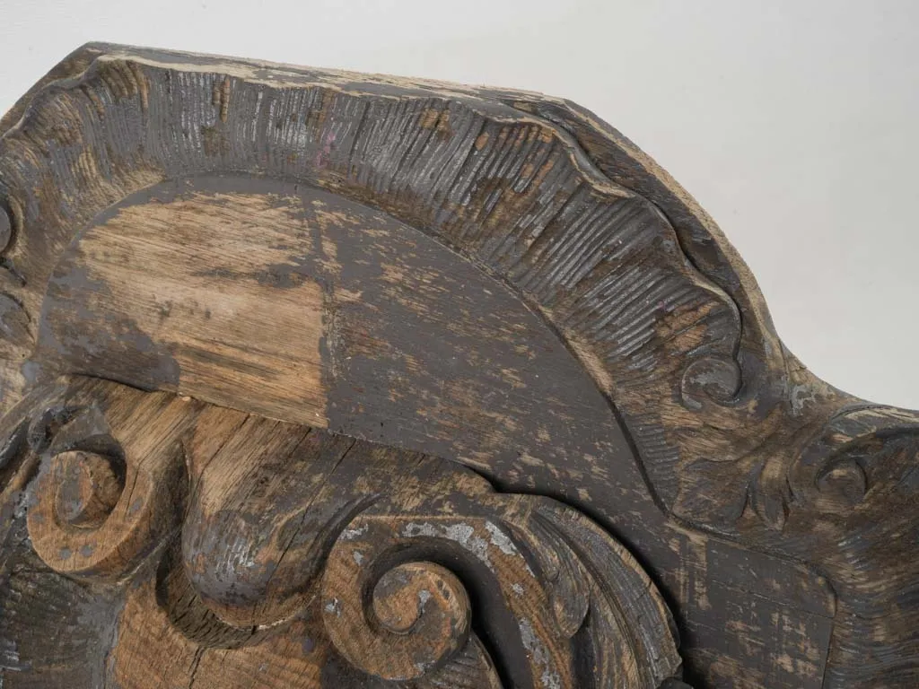 19th-Century Louis XV Style Wall Console in Carved Oak -26½"