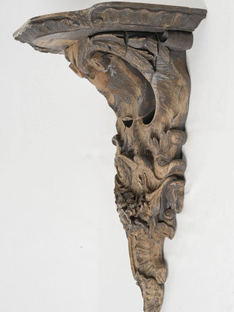 19th-Century Louis XV Style Wall Console in Carved Oak -26½"