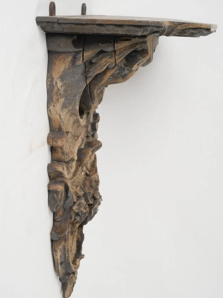 19th-Century Louis XV Style Wall Console in Carved Oak -26½"