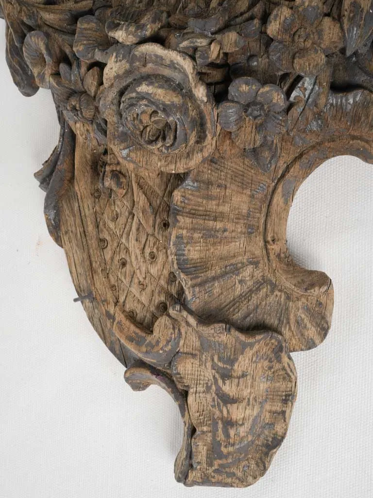19th-Century Louis XV Style Wall Console in Carved Oak -26½"