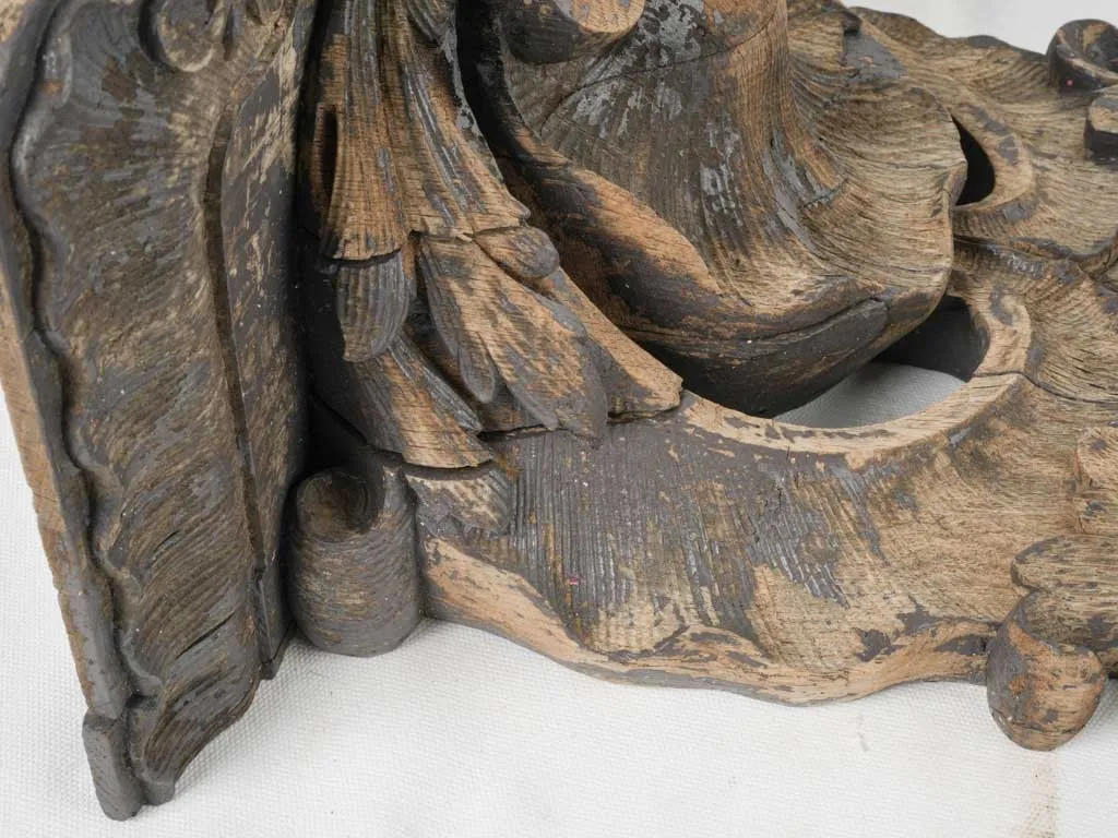 19th-Century Louis XV Style Wall Console in Carved Oak -26½"