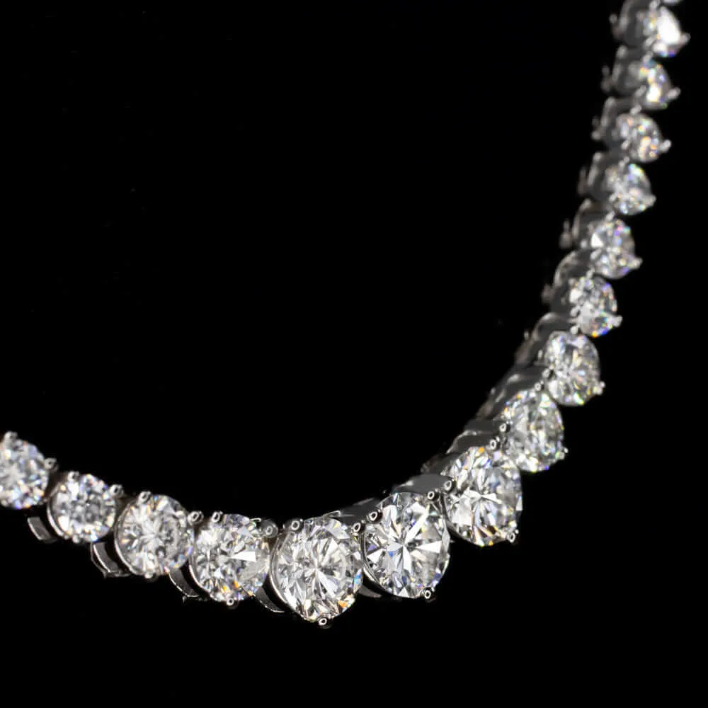 7 CARAT NATURAL DIAMOND RIVIERA NECKLACE WHITE GOLD IDEAL CUT TENNIS GRADUATED