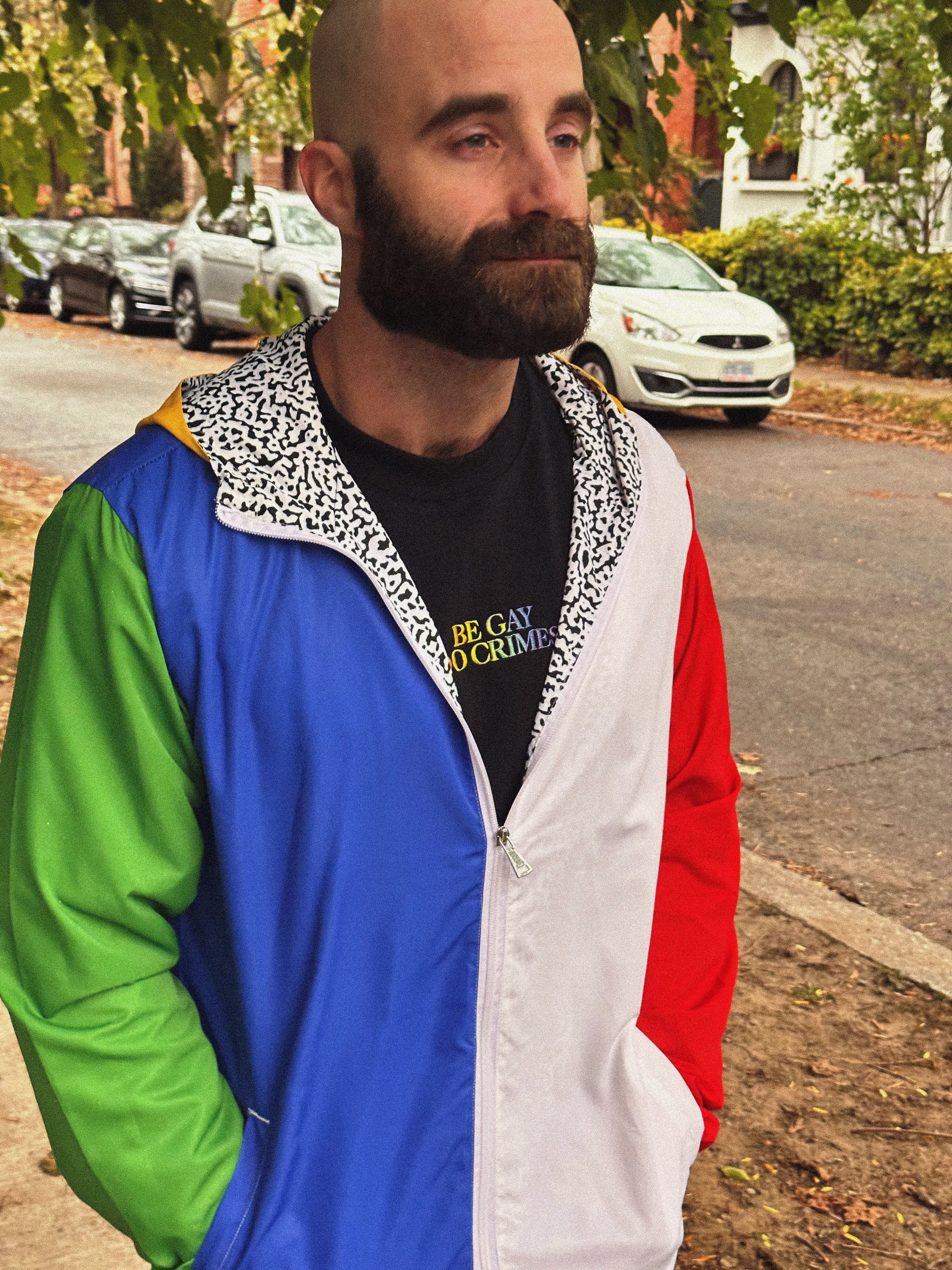 80's Memphis Color Block Windbreaker