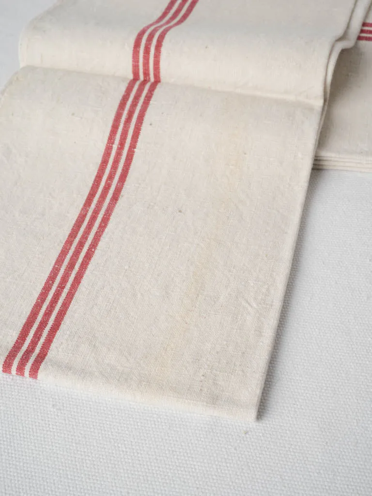 9 French Linen tea towels - red stripe BS monogram