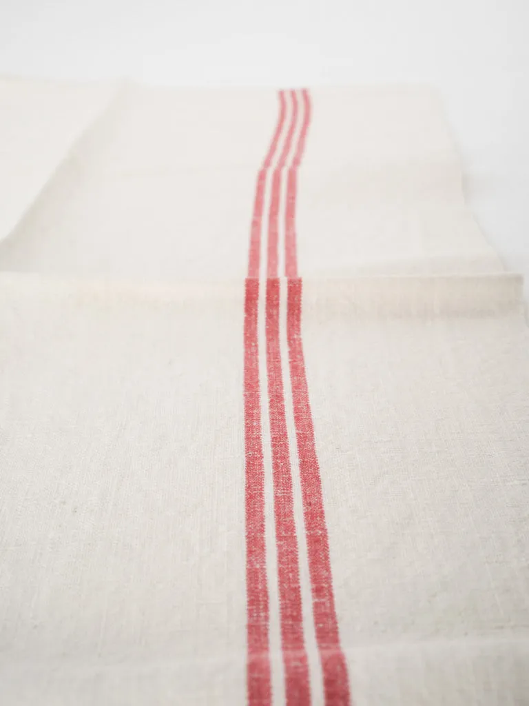 9 French Linen tea towels - red stripe BS monogram