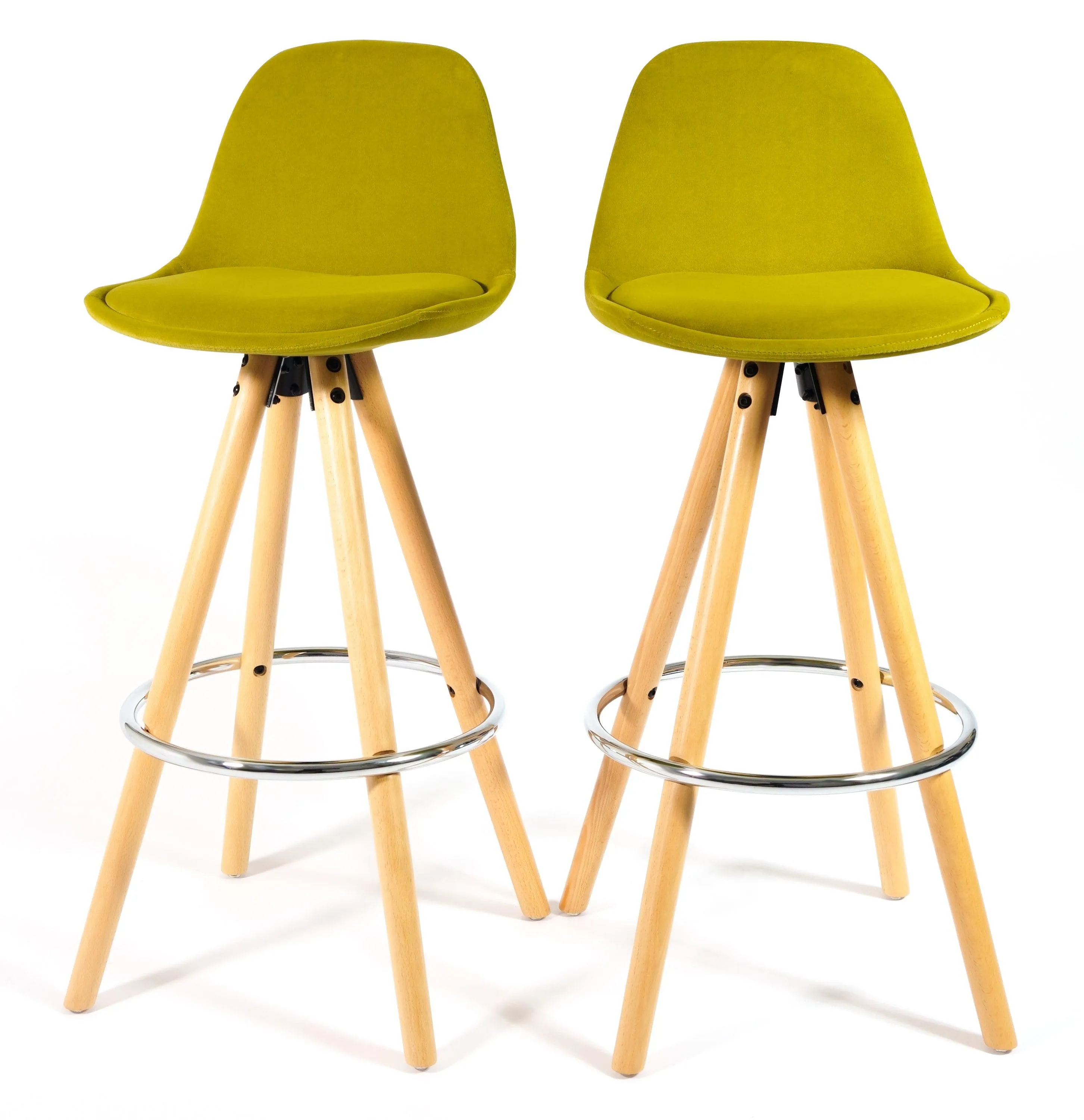 Barcelona Bar Stools Matte Velvet - Olive Green