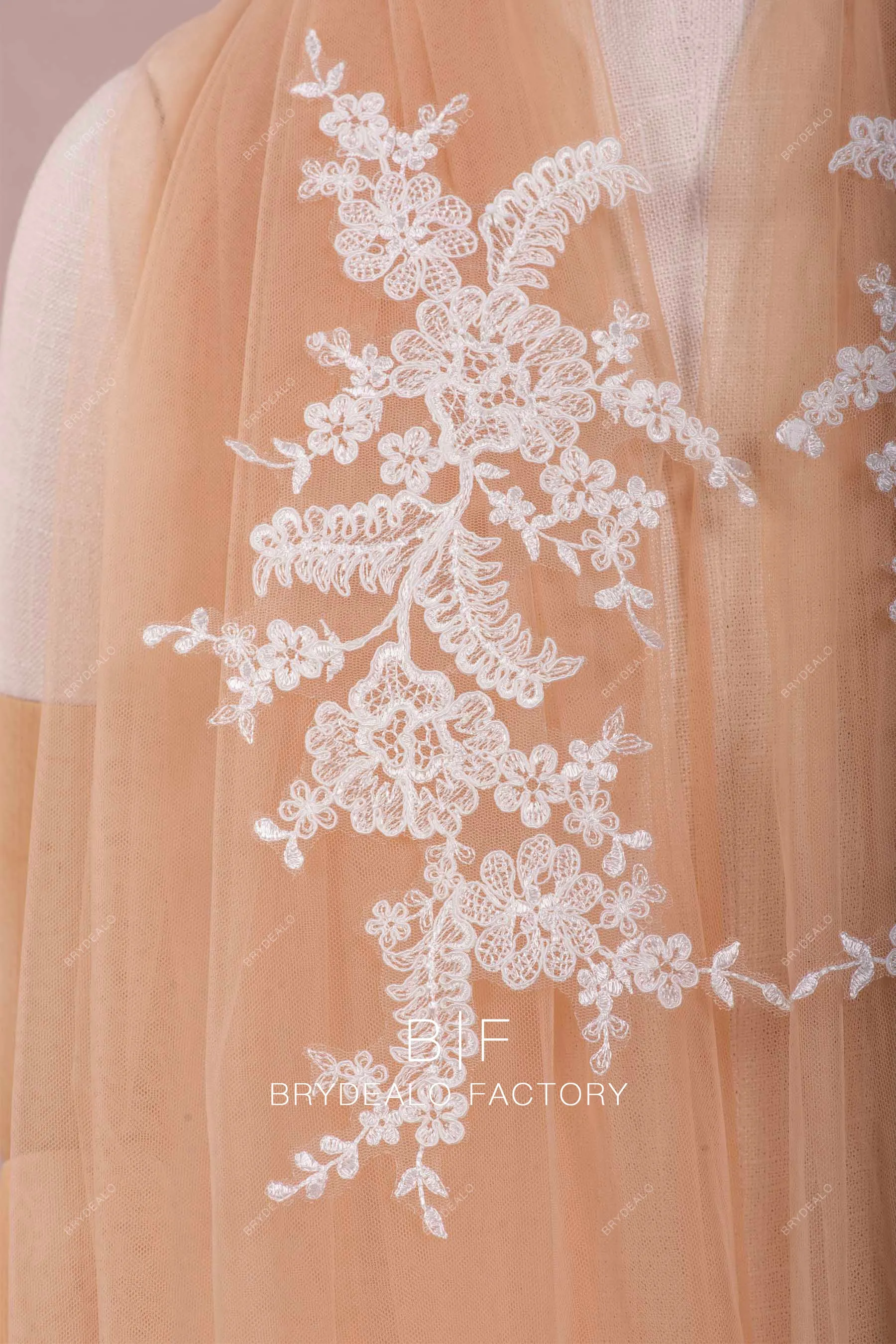 Beautiful Corded Flower Motif Lace Appliques Sold as A Pair