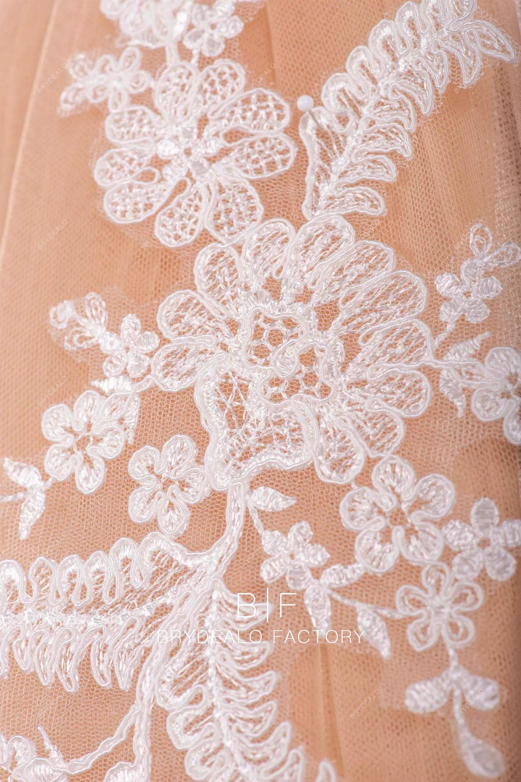 Beautiful Corded Flower Motif Lace Appliques Sold as A Pair