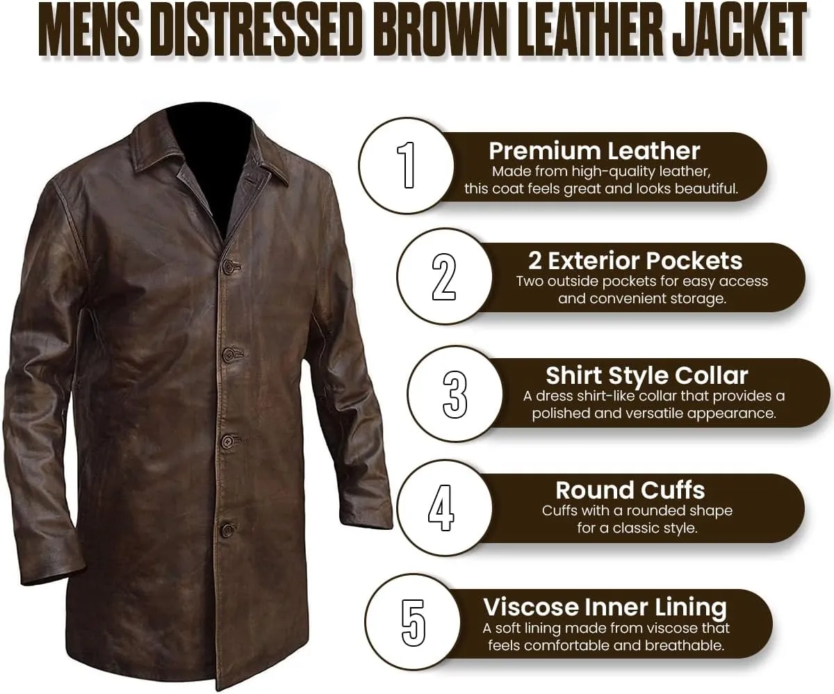 Black 3/4 Length Coats For Mens Casual Fashion Button Up Car Coat Style Genuine Lambskin Leather Long Jacket