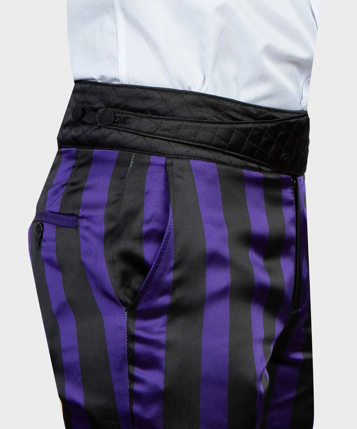 Black and Purple Striped Belted Tuxedo