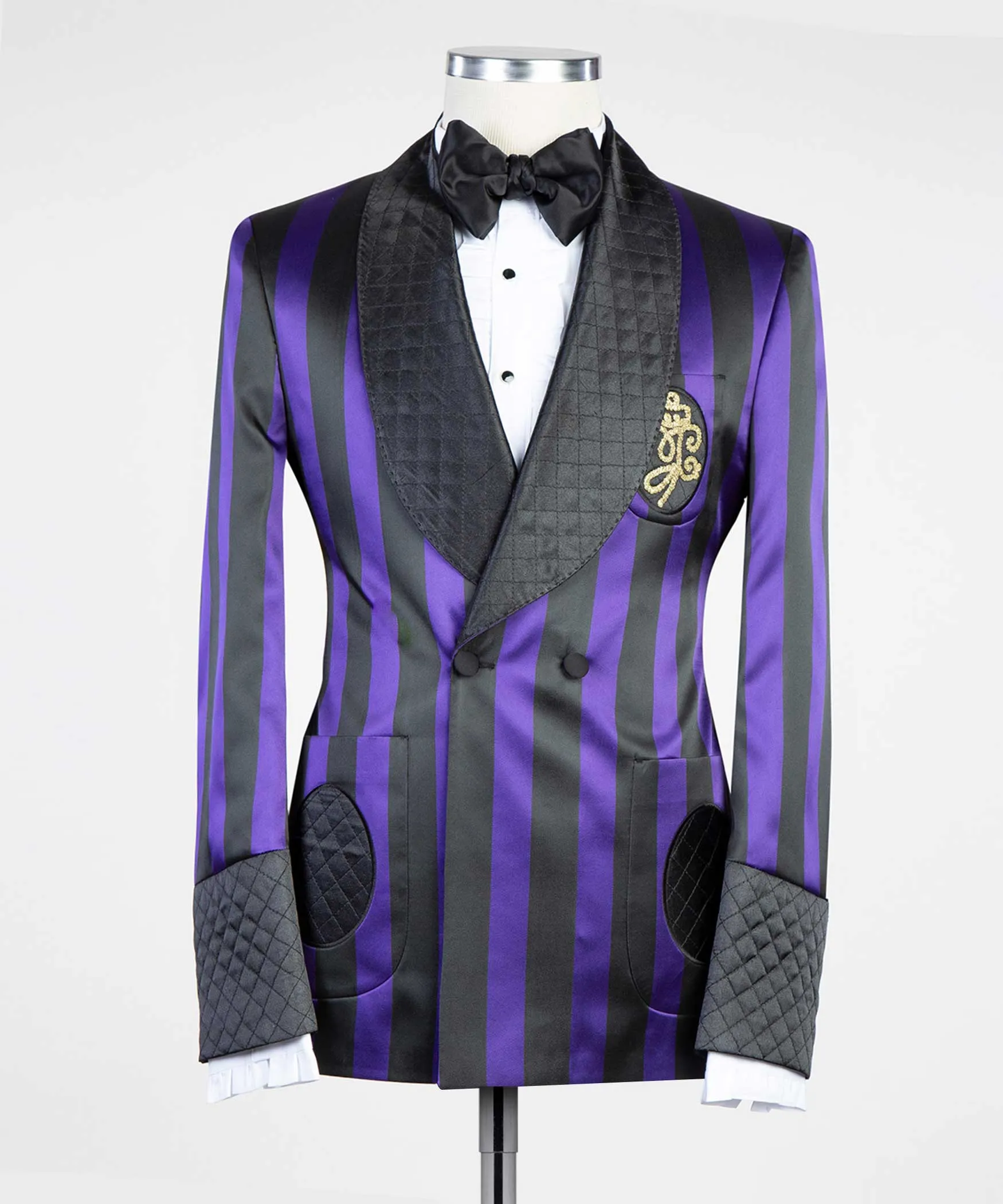 Black and Purple Striped Belted Tuxedo