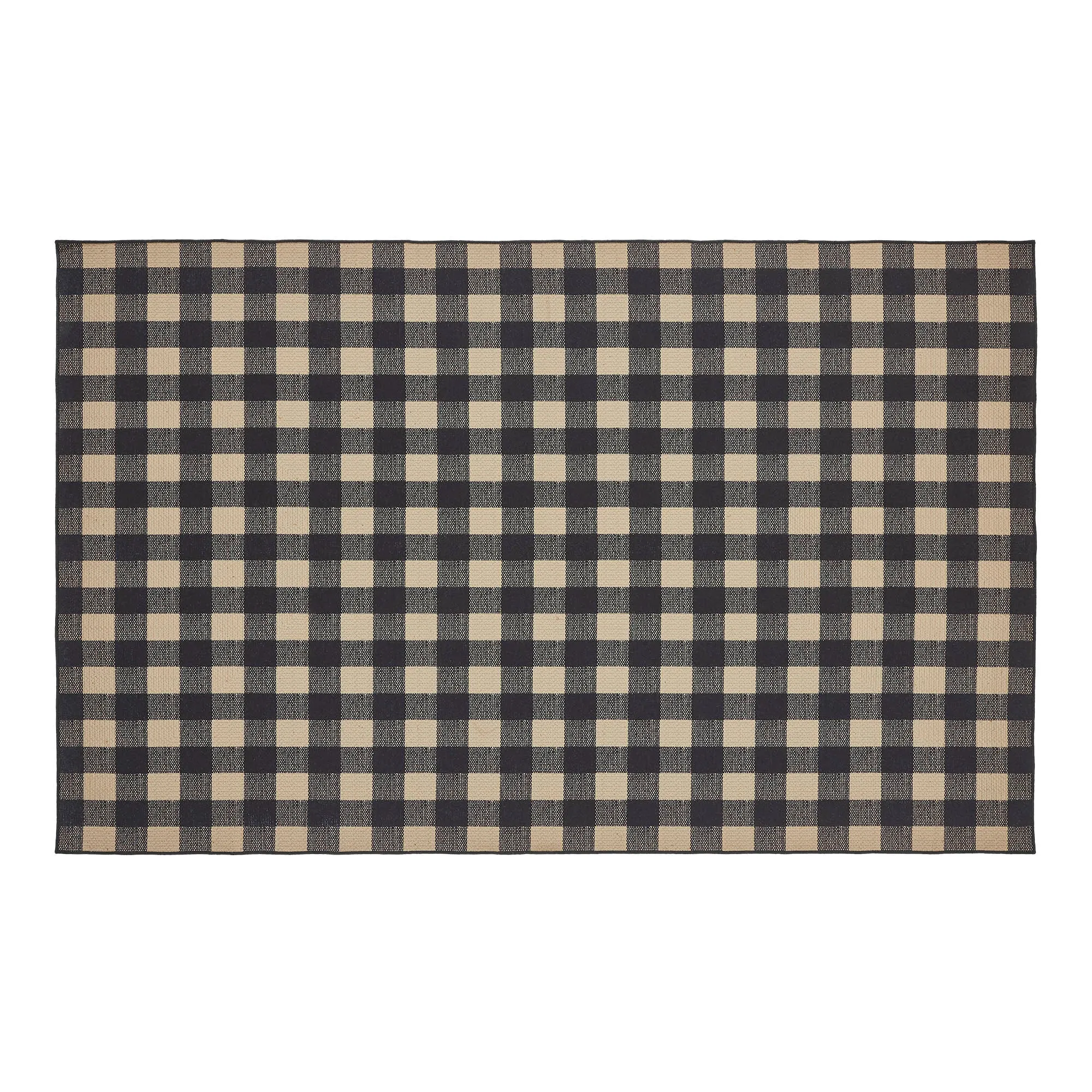 Black Check Polyester Rug Rect 60x96