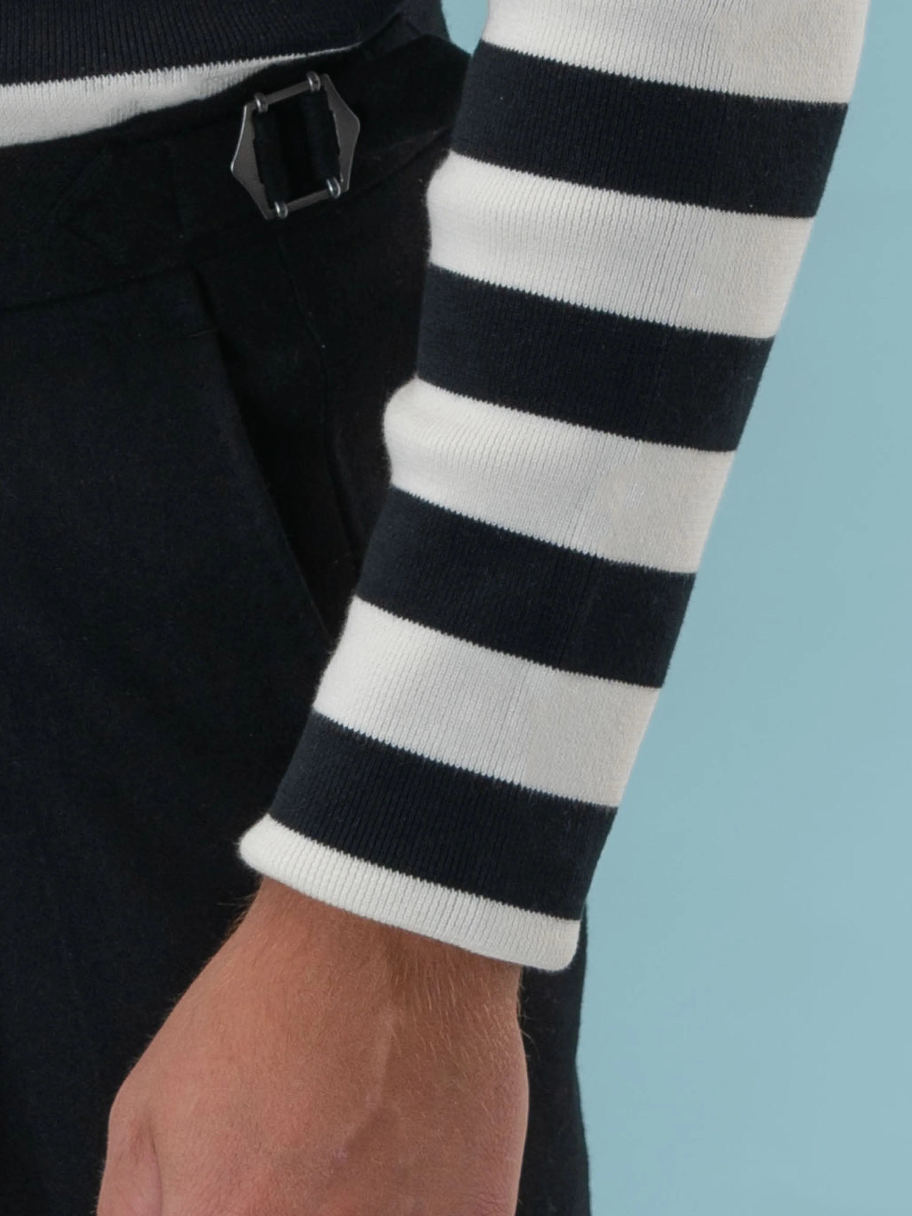 Black White Striped Turtleneck