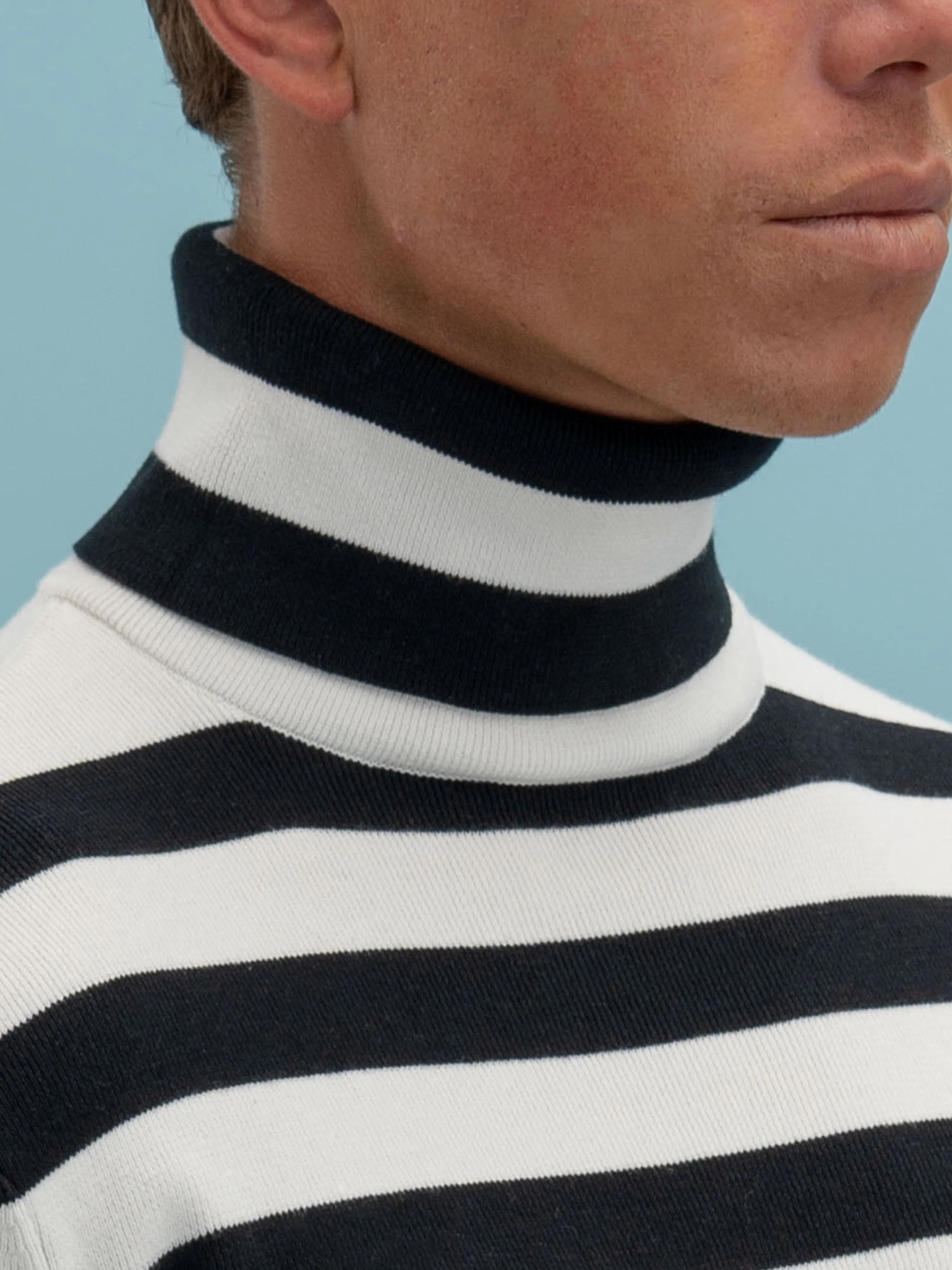 Black White Striped Turtleneck