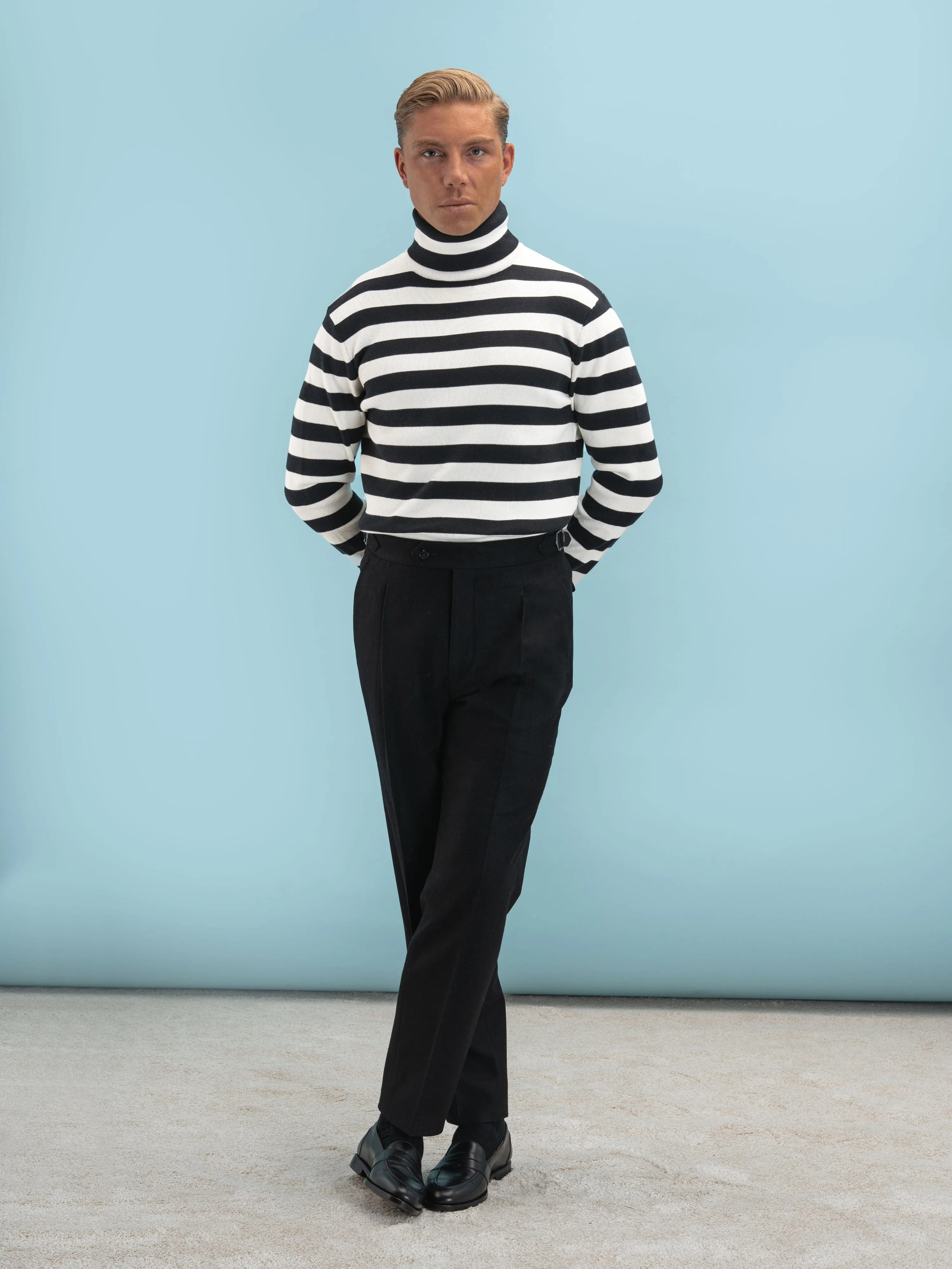 Black White Striped Turtleneck