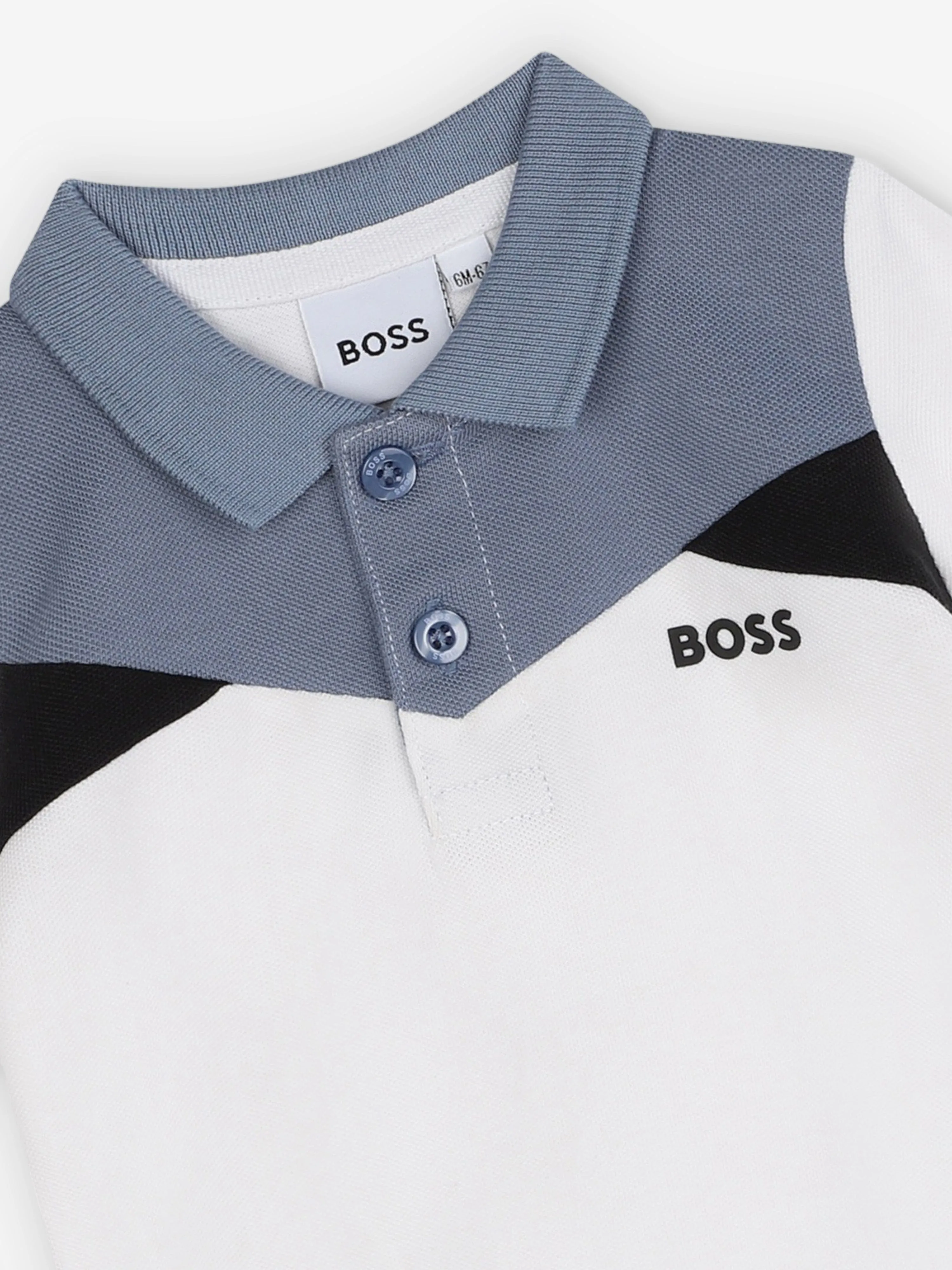 BOSS Baby Boys Colourblock Polo Shirt in White