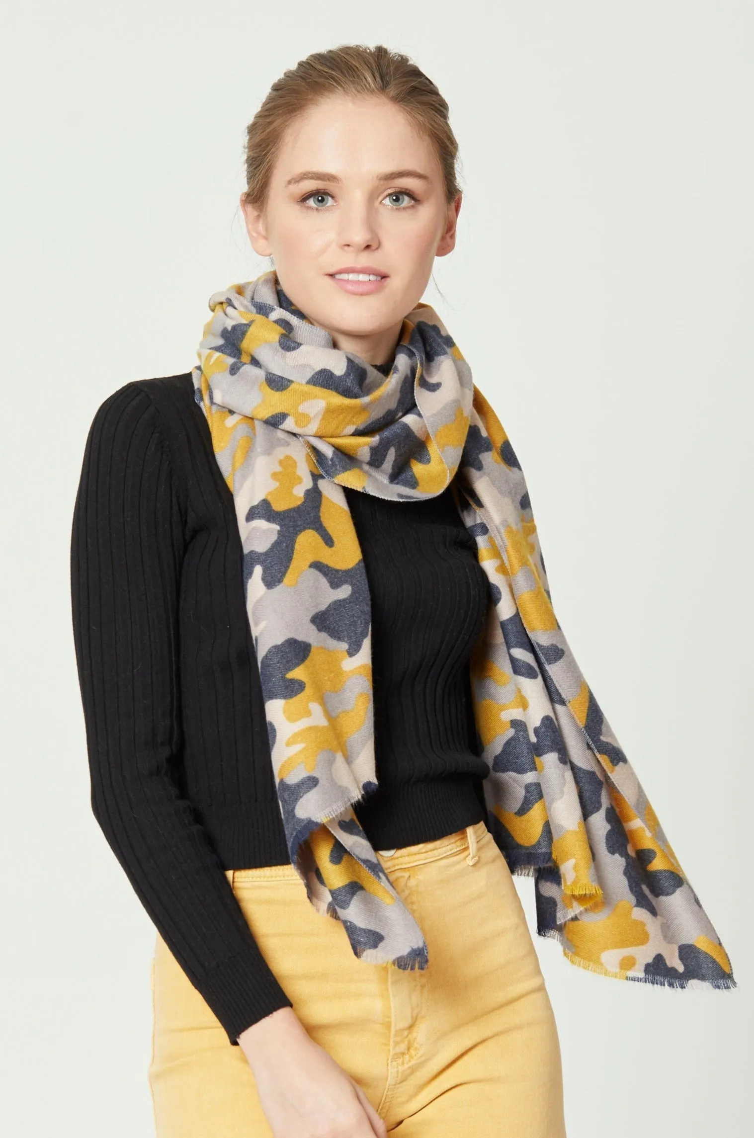 Camouflage Scarf With Mini Fringe