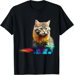 Cat Cute Colorful Portrait Animal Art Graphic Motif Cat T-Shirt