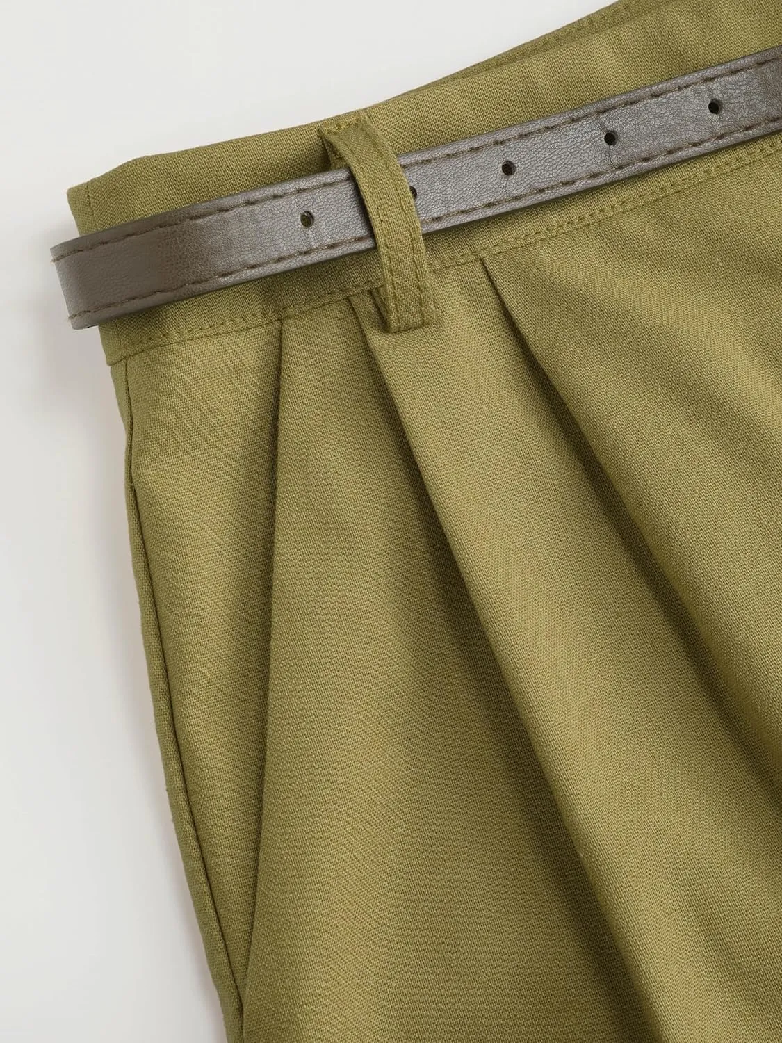 CIDER Solid Linen Blend Belted Wide Leg Pants