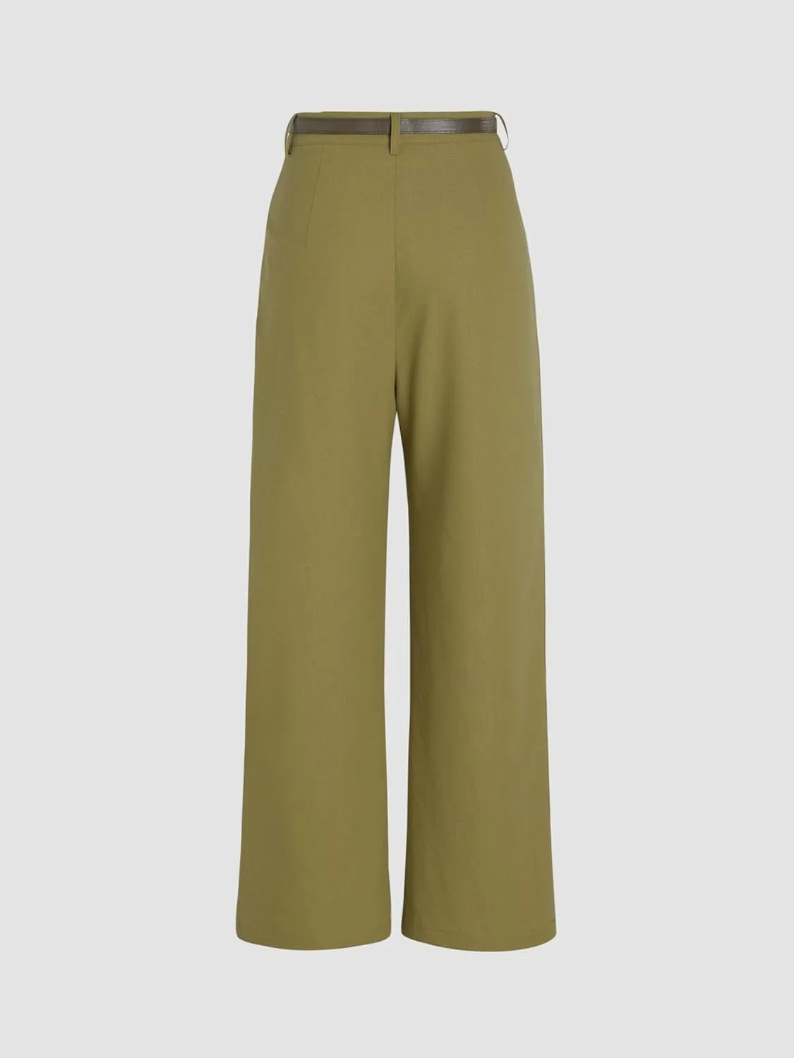 CIDER Solid Linen Blend Belted Wide Leg Pants