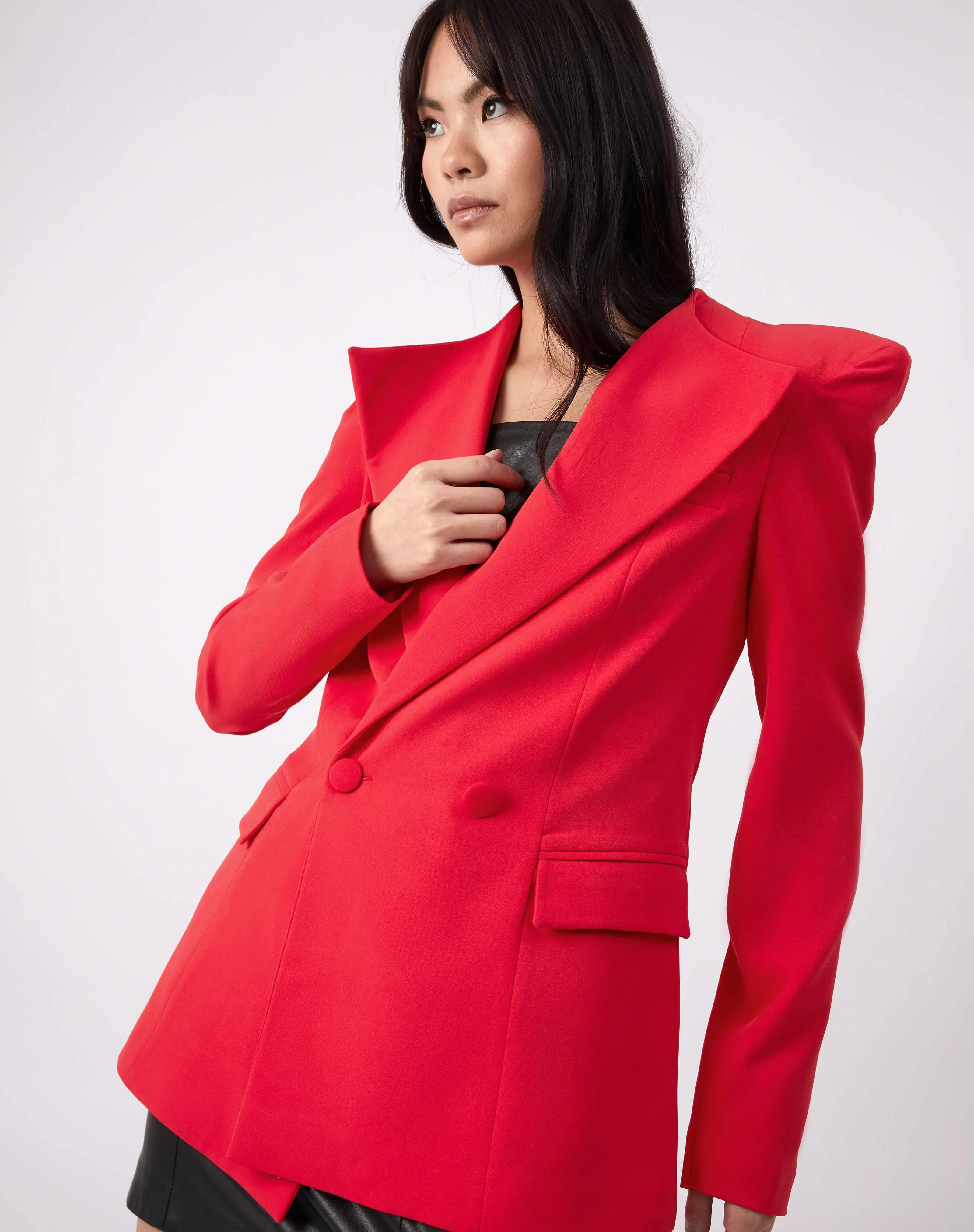 Double Breasted Blazer in Red | Quinn