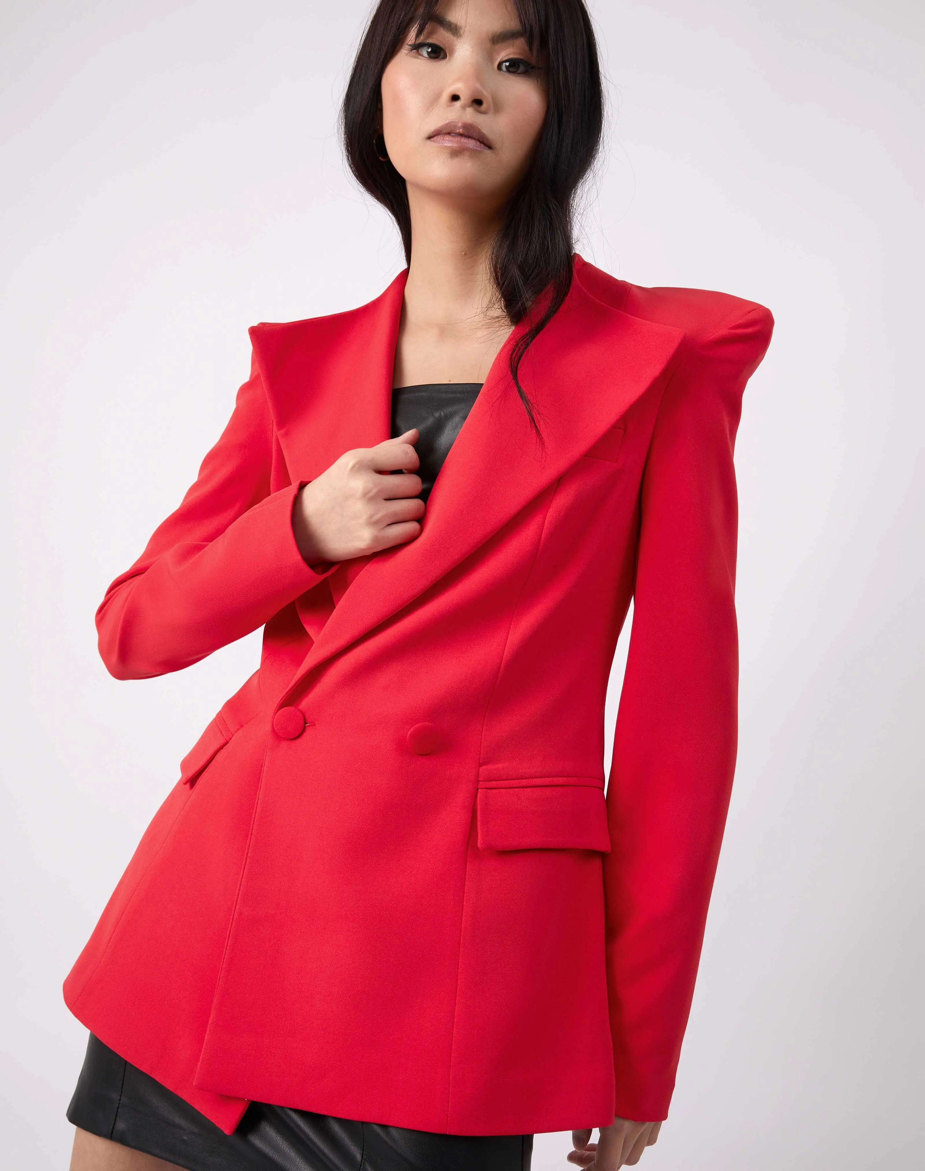 Double Breasted Blazer in Red | Quinn