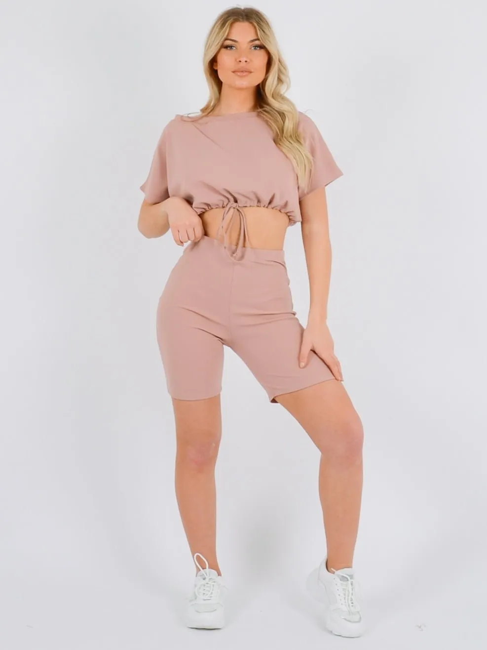 Drawstring Crop Top And Shorts Co Ord