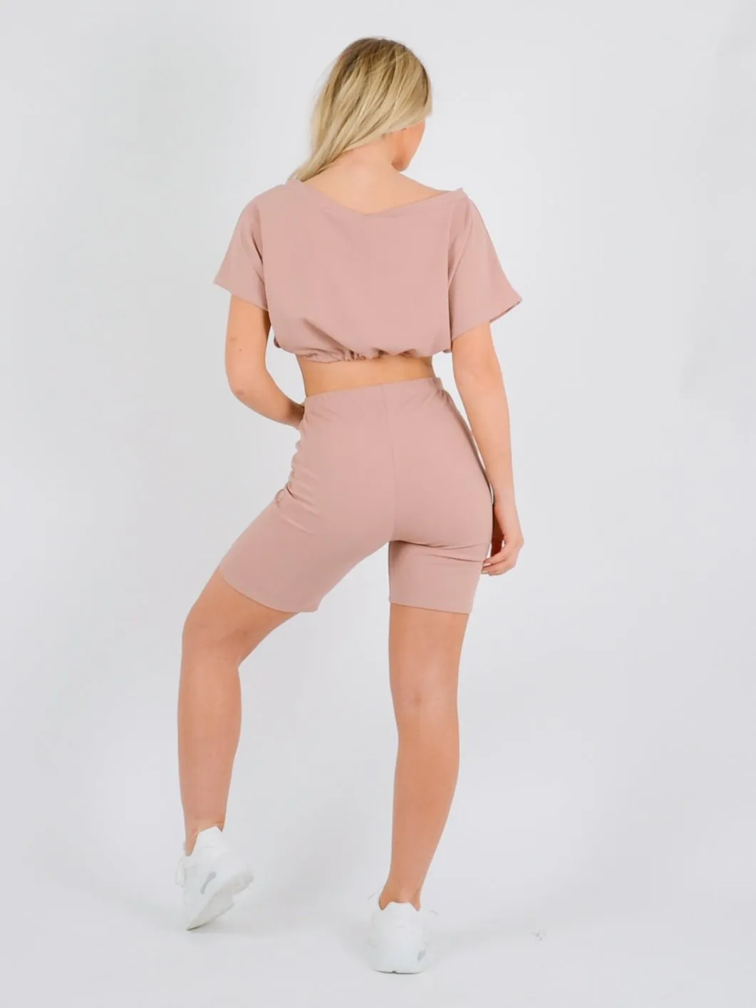 Drawstring Crop Top And Shorts Co Ord