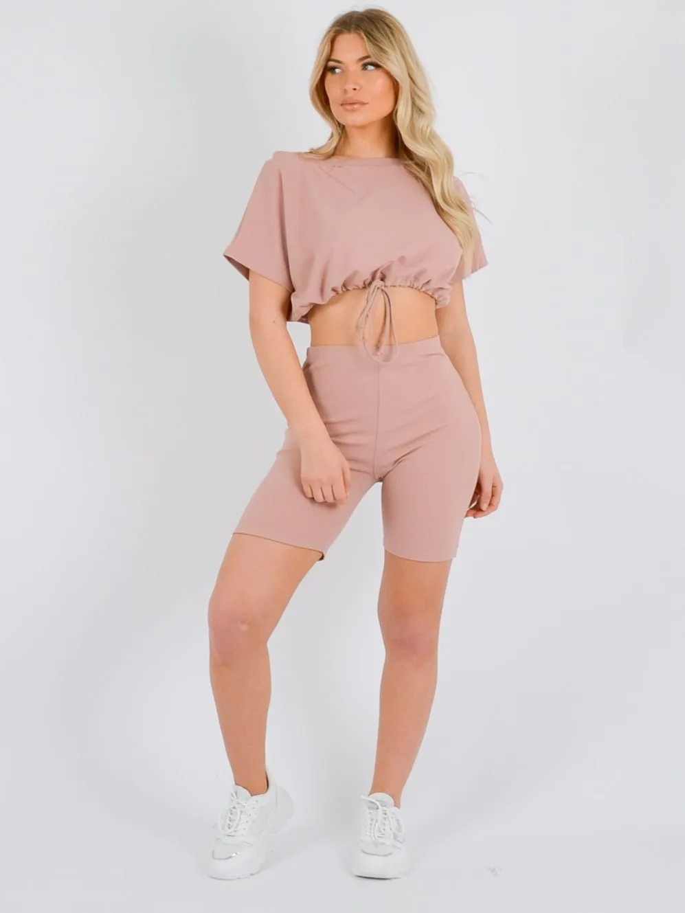 Drawstring Crop Top And Shorts Co Ord