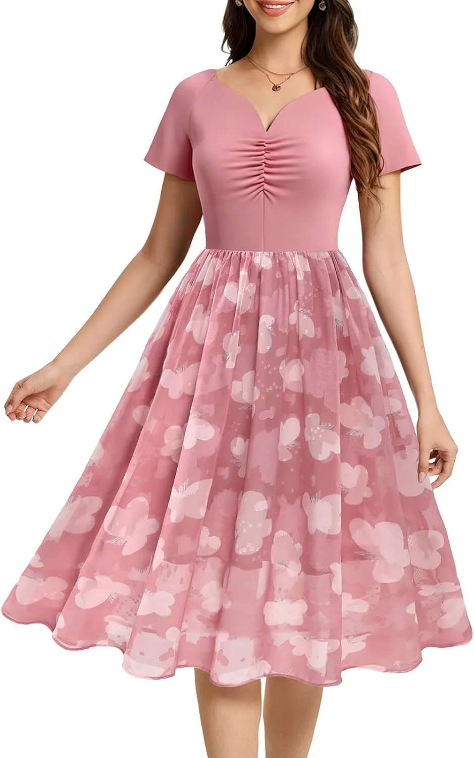 DRESSTELLS Women's Cocktail Dress Formal Wedding Guest Church Graduation Party Aline Midi Dresses