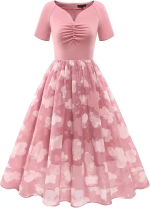 DRESSTELLS Women's Cocktail Dress Formal Wedding Guest Church Graduation Party Aline Midi Dresses