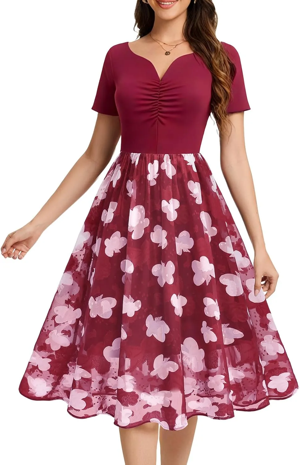 DRESSTELLS Women's Cocktail Dress Formal Wedding Guest Church Graduation Party Aline Midi Dresses