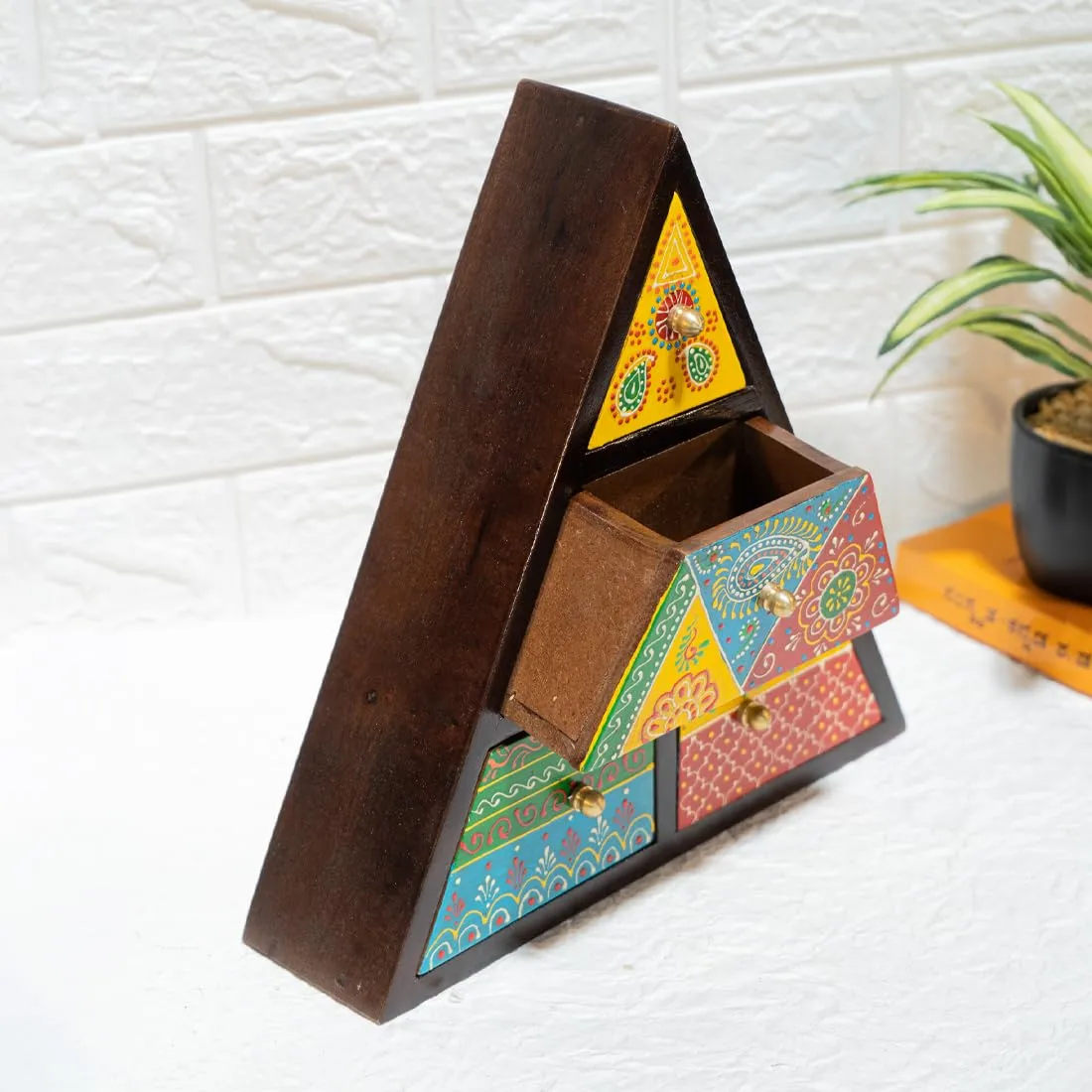 Ekhasa Wooden Chest of Drawers For Storage | Multi Drawer Storage Box | Small Drawer Organizer | Jewellery Storage Trinket Box | Box for Keys or Small Items (Handpainted, Mango Wood, Portable)