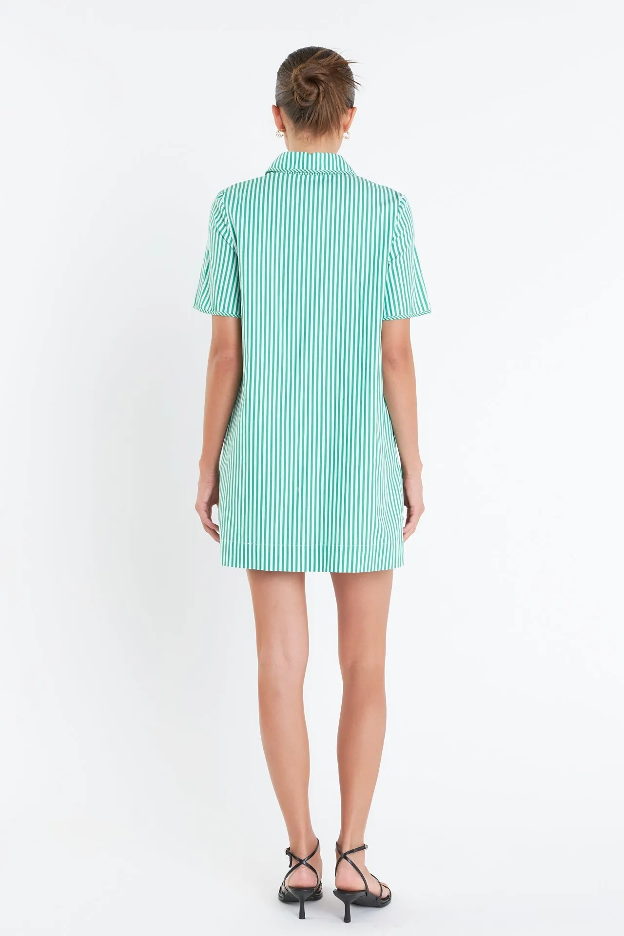 English Factory - Striped Binded Wide Sleeve Mini Dress