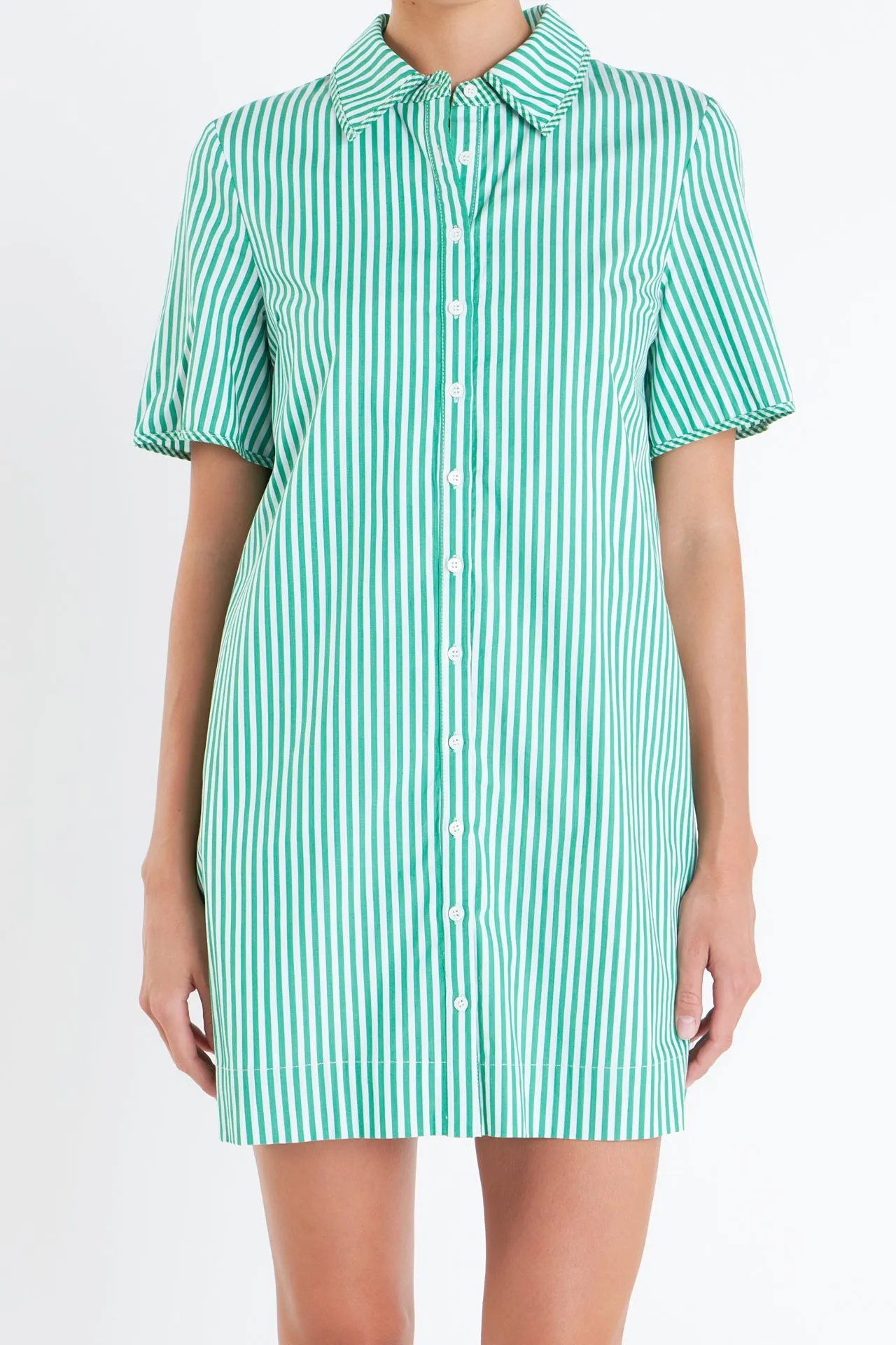 English Factory - Striped Binded Wide Sleeve Mini Dress
