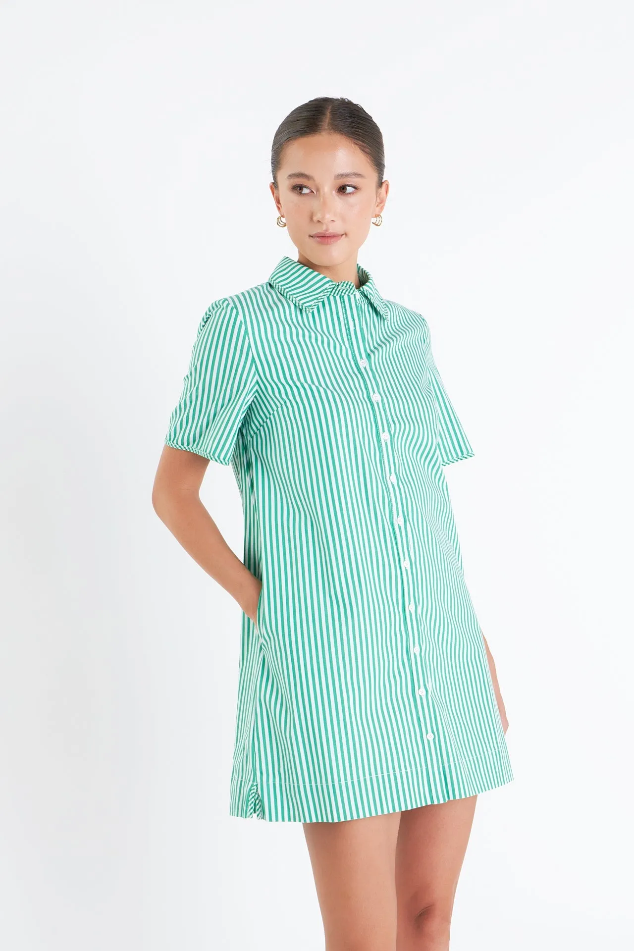 English Factory - Striped Binded Wide Sleeve Mini Dress