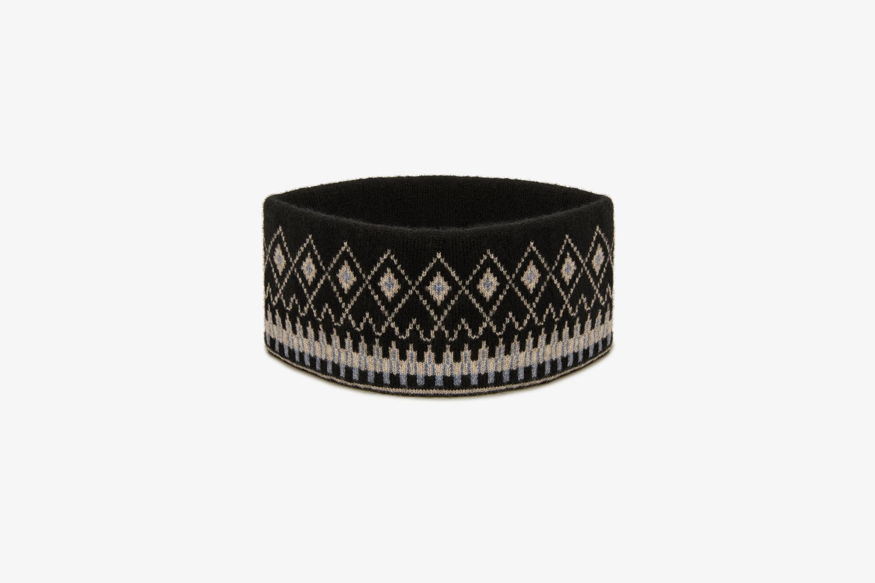 Fairisle Cashmere Blend Headband - Black/Millet