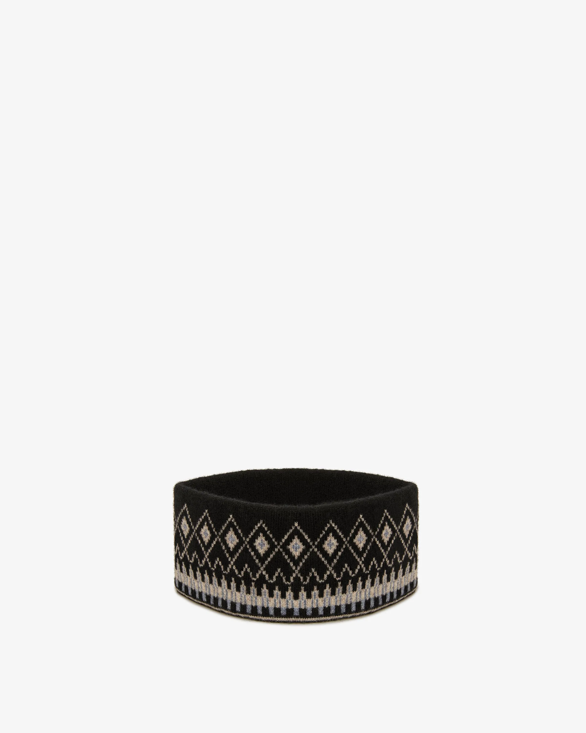 Fairisle Cashmere Blend Headband - Black/Millet