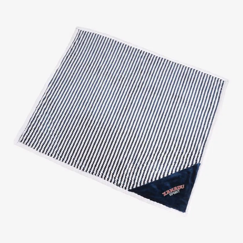 Field & Co Chevron Striped Sherpa Blanket, Navy