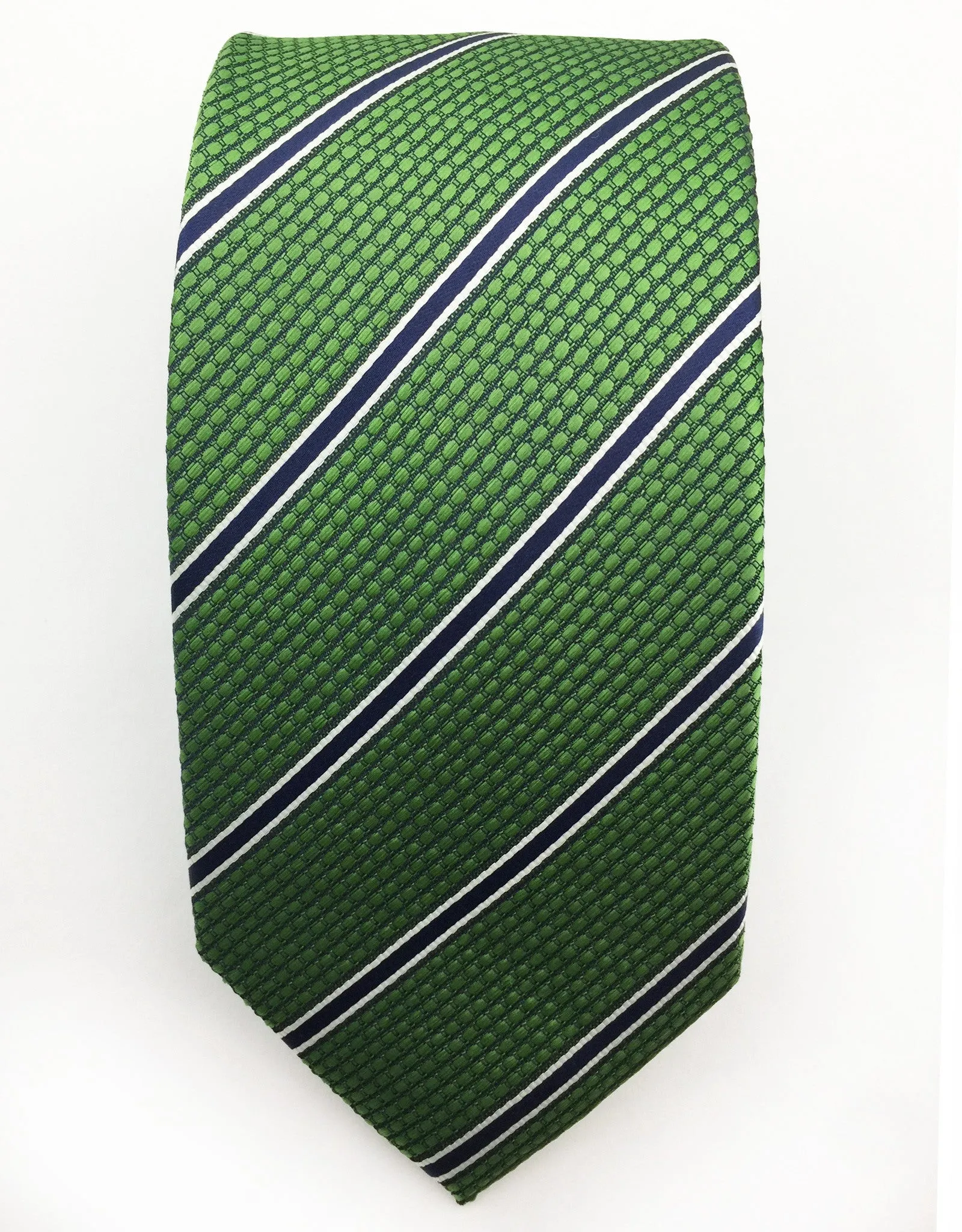 Forest Green and Navy Blue Striped Tie