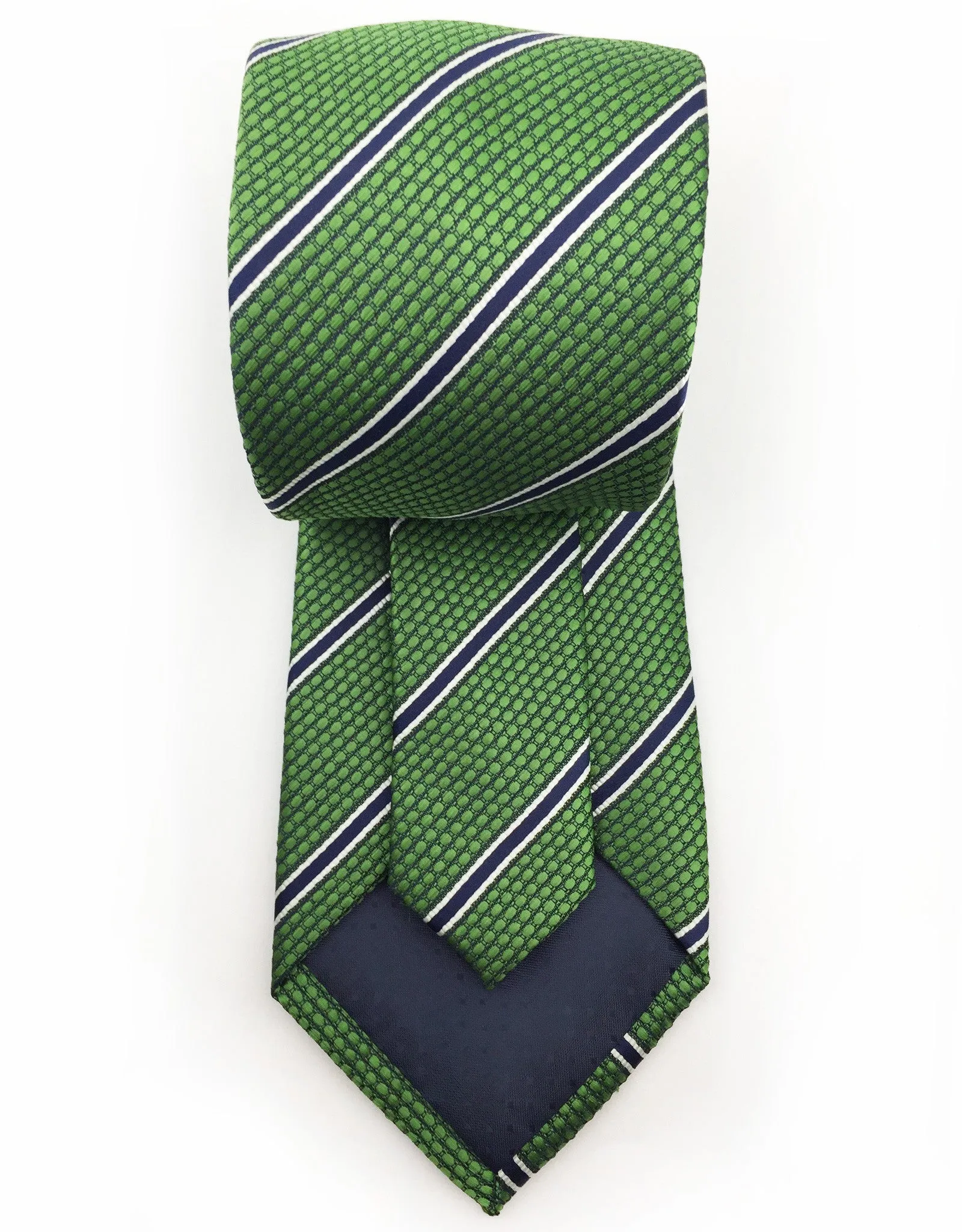 Forest Green and Navy Blue Striped Tie