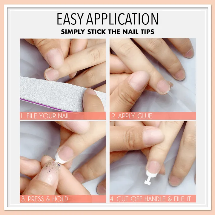 Glue-on French Nail Tips Kit (100 Pcs)