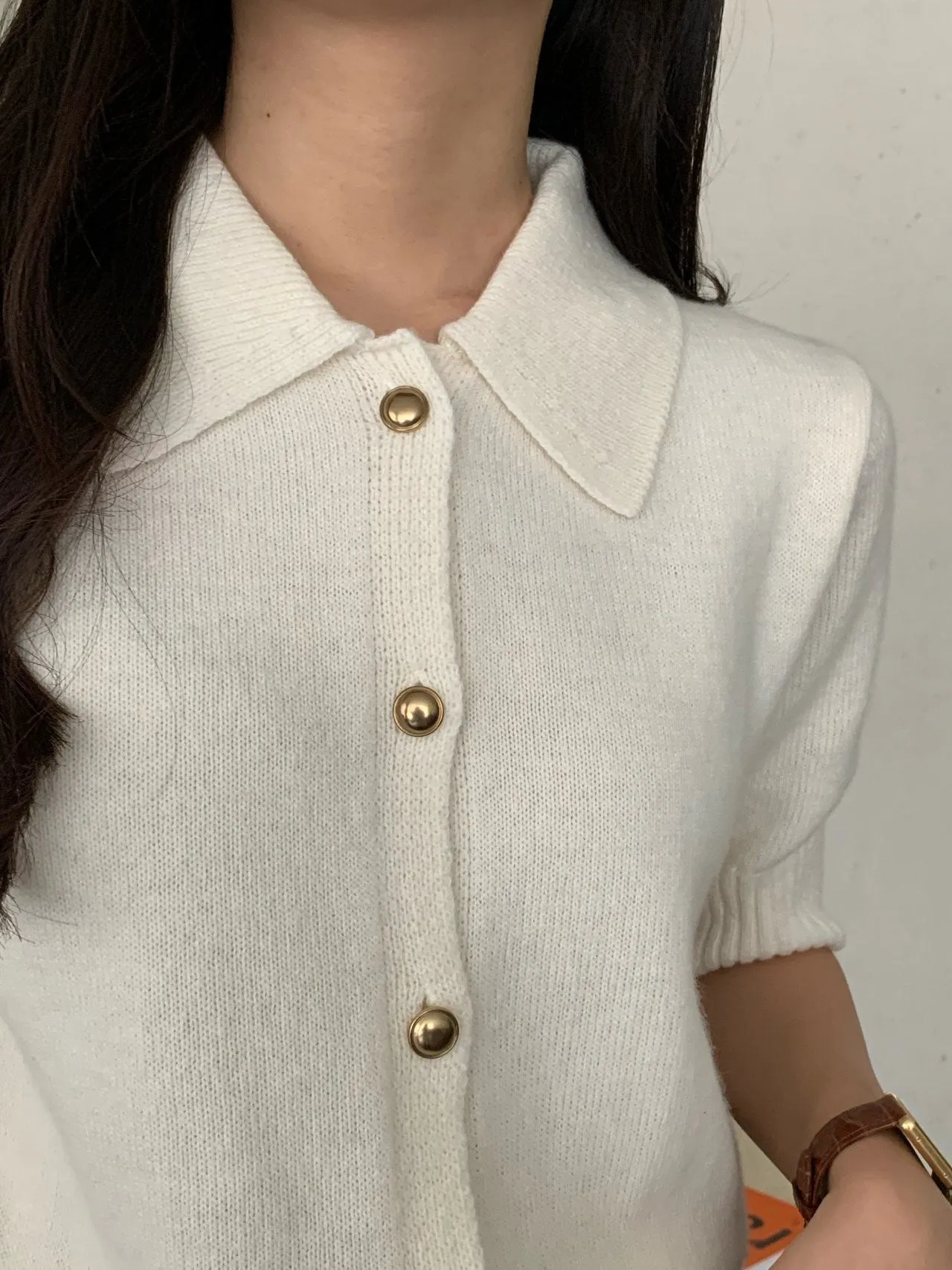 GOLD BUTTON COLLARED CARDIGAN