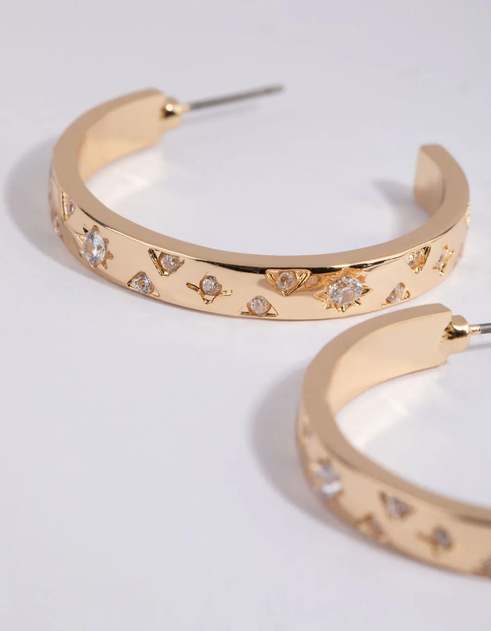Gold Diamante Embellished Hoop Earrings