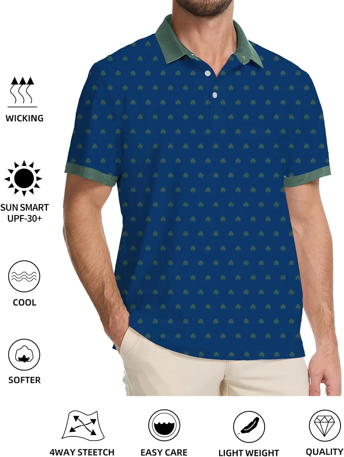 Golf Shirts for Men Dry Fit Moisture Wicking Short Sleeve Performance Print Polo Shirts