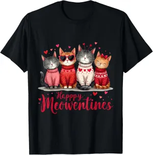 Happy Meowentines Cute Cat Valentines Cat Lovers Graphic T-Shirt