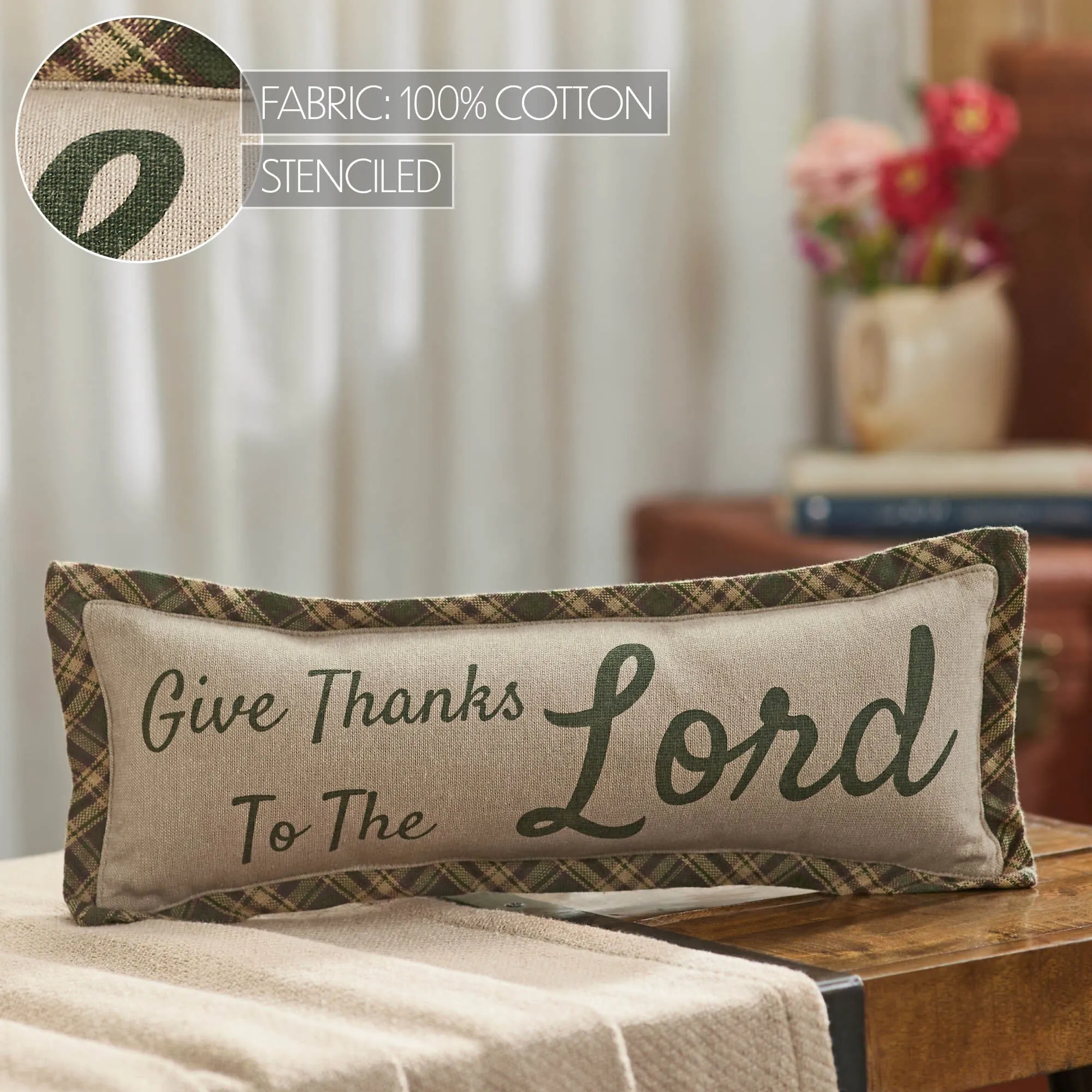 Harvest Blessings Give Thanks Pillow 5x15"
