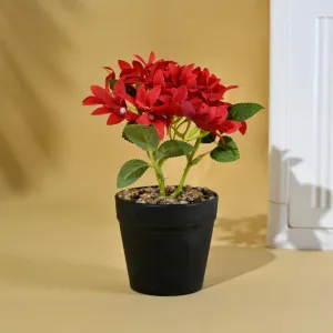 Homestic Artificial Plant | Plants for Office Décor | Artificial Flowers for Decoration | Decoration Artificial Flowers Pot | Natural Looking Plants | Trident Five Leaf Flower | Multicolor