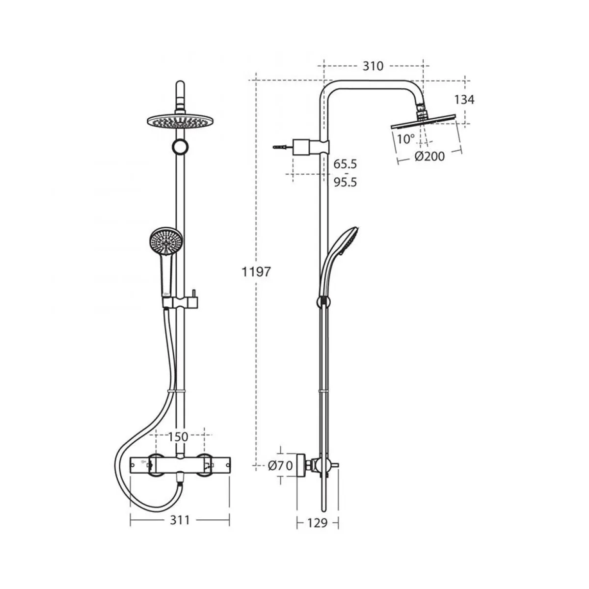 Ideal Standard Freedom Dual Ceratherm 100 Thermostatic Shower Set