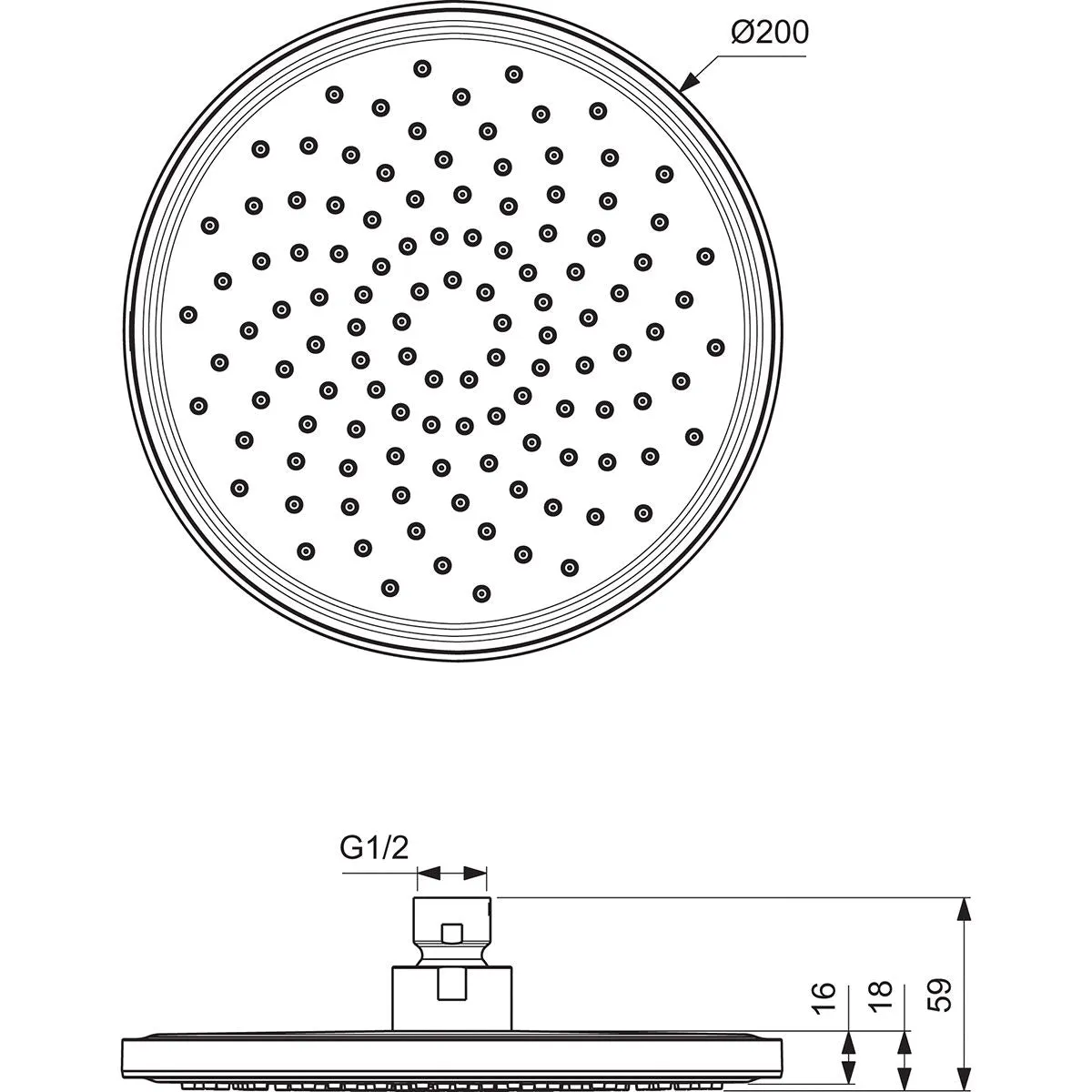 Ideal Standard Idealrain 200 mm Round Rainshower in Silk Black - BD140XG